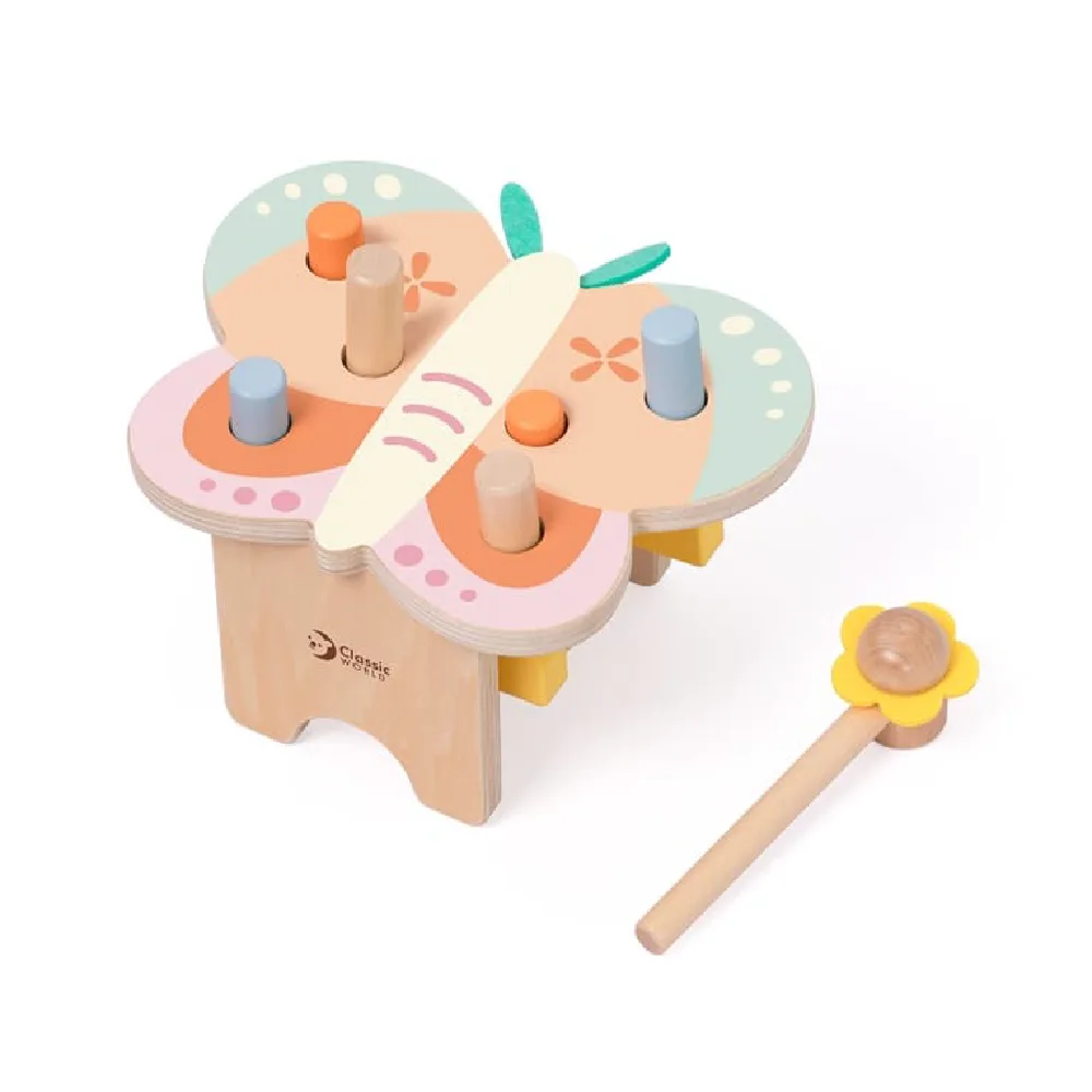 Butterfly Percussion Table, by Classic World, wooden pretend toys, ages 1 to 3