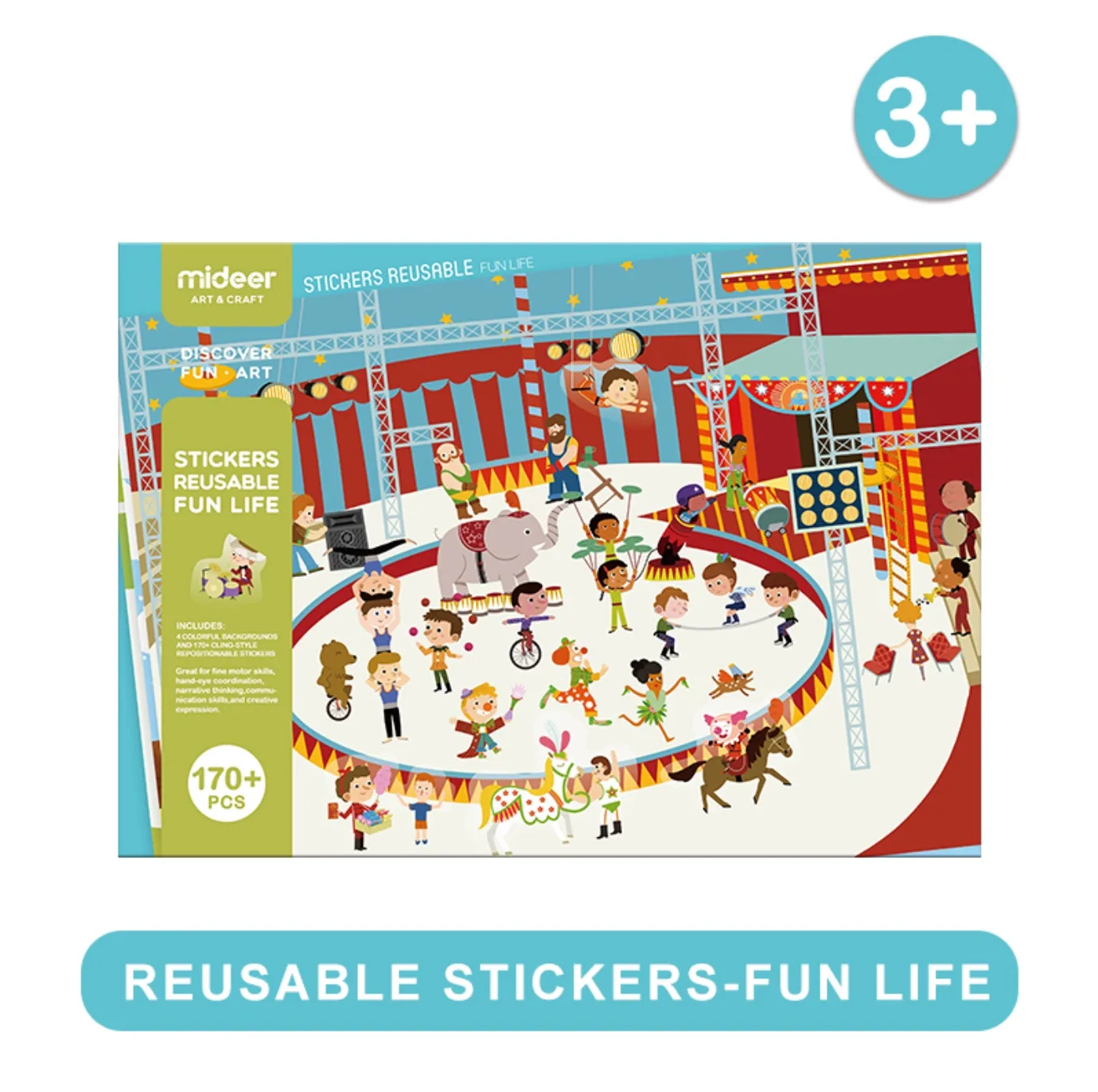 Reusable Electrostatic Stickers- Fun Life, by Mideer, ages 3 to 7