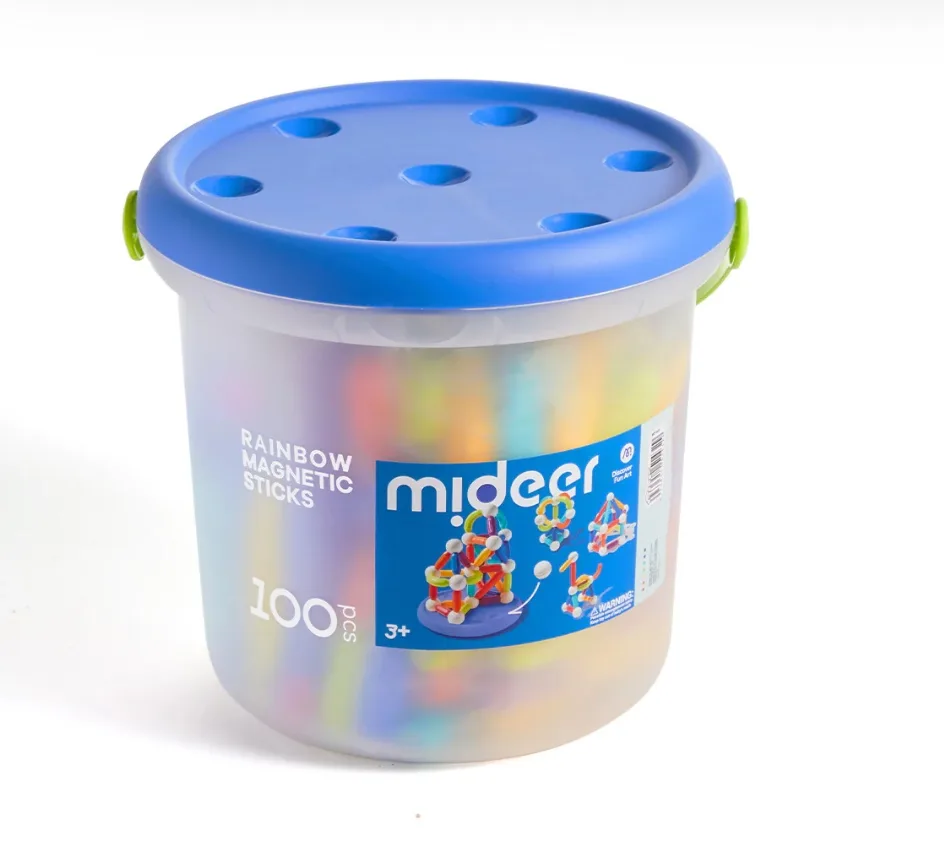 Rainbow Magnetic Building Stick, 100 Pcs, by Mideer, magnetic, ages 3+