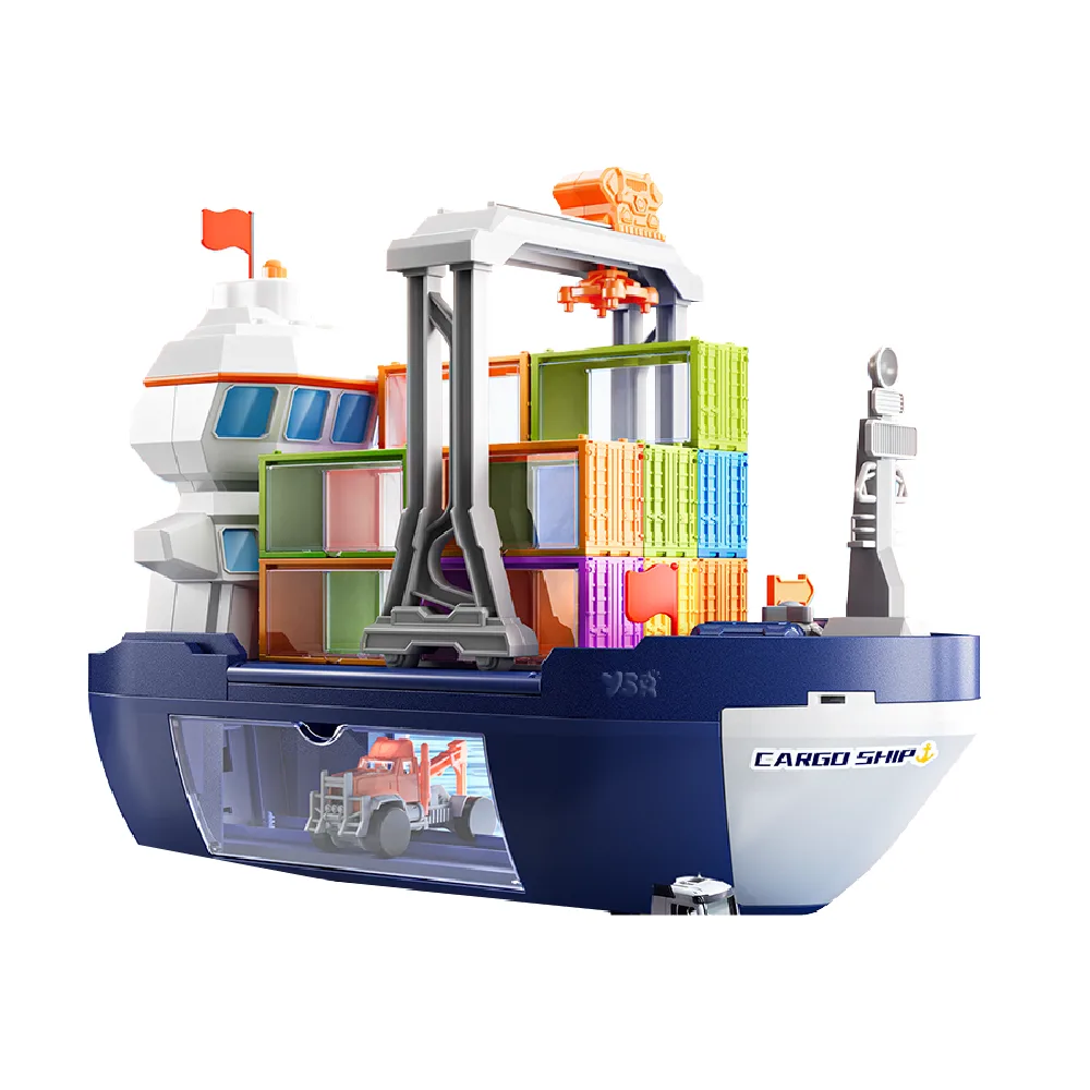 Cargo Ship Playset With Construction Crane & Mini Cars, cars, ages 3+
